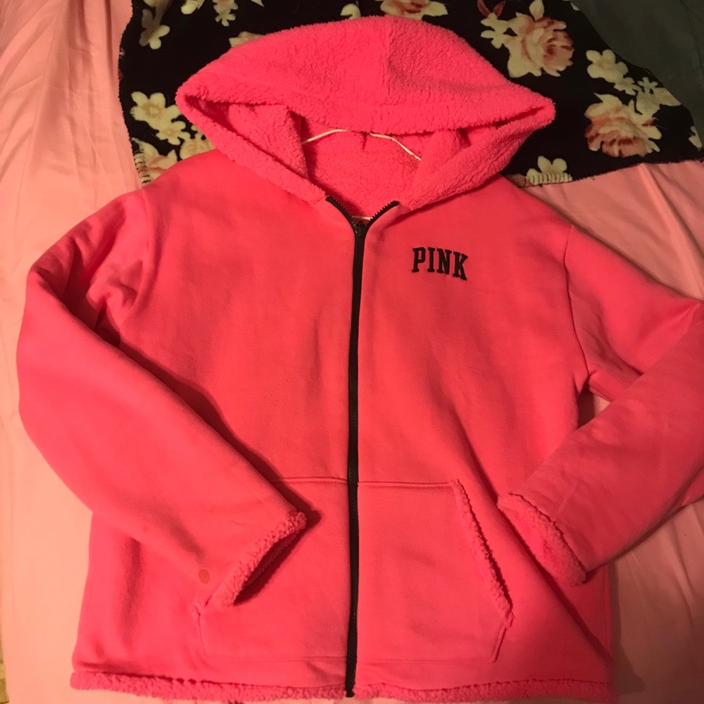 Victoria’s Secret pink Sherpa zip up